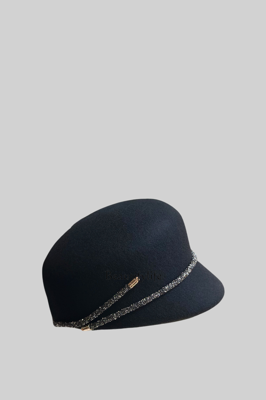 Short Brim Hat With Wrapped Detail - Black