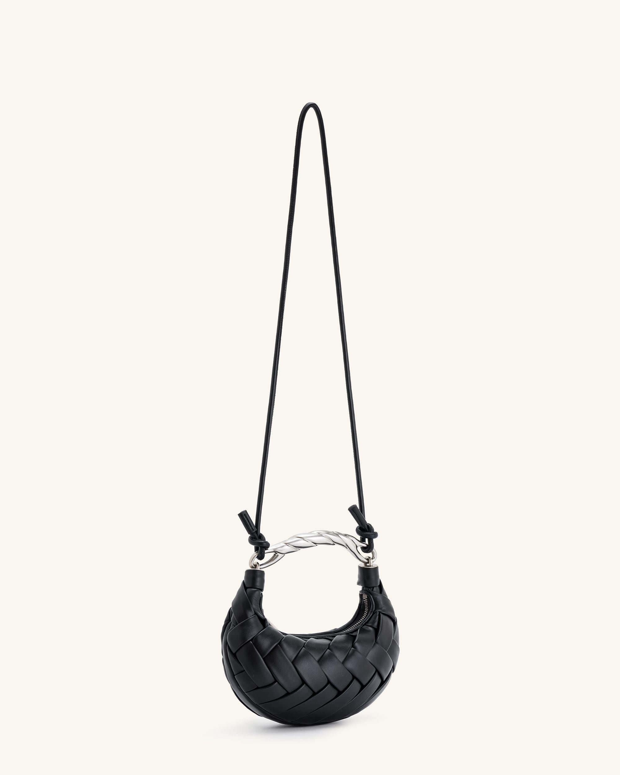 Orla Woven Shoulder Bag - Black