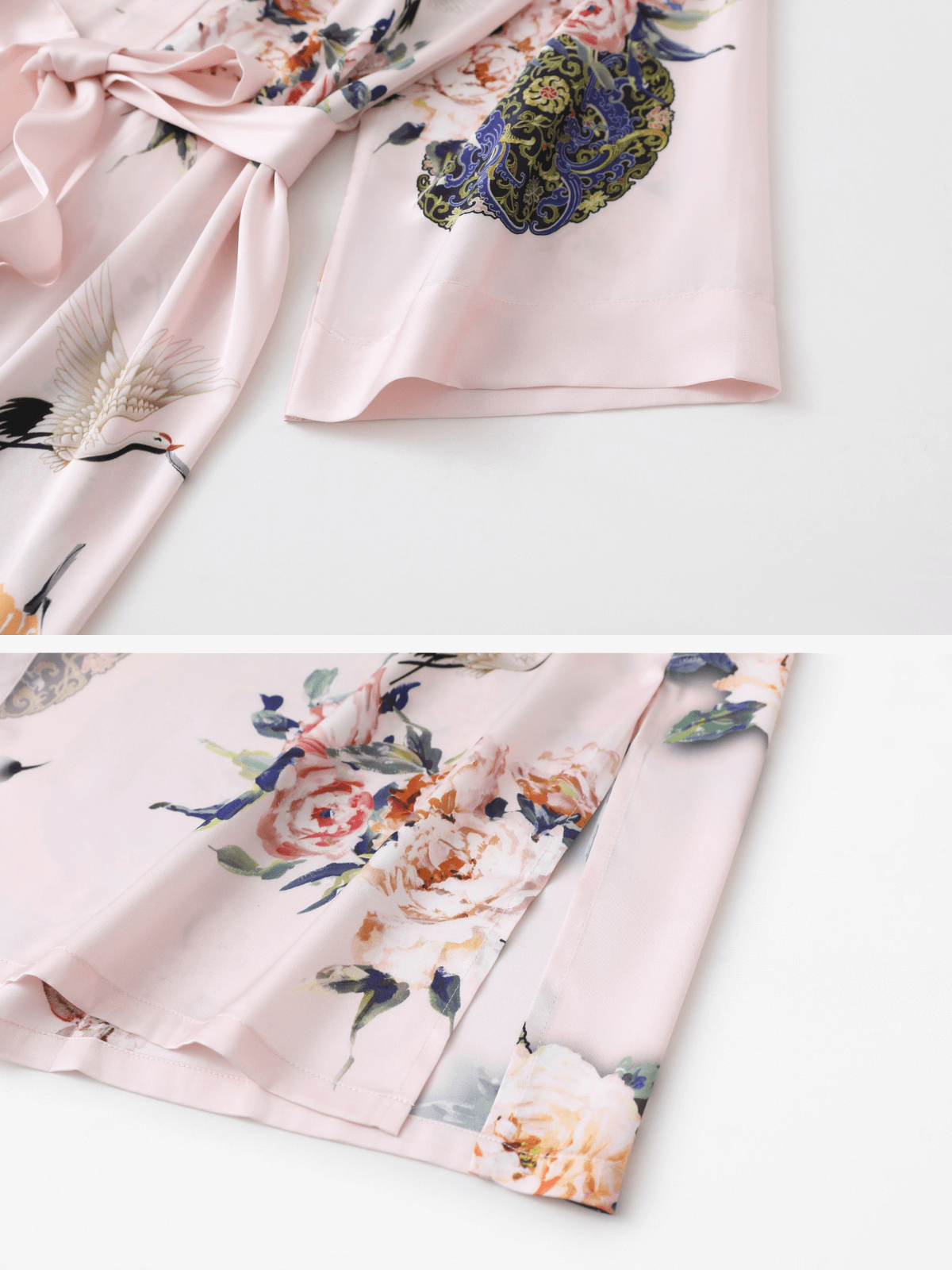 Garden Crane Blush Kimono Robe