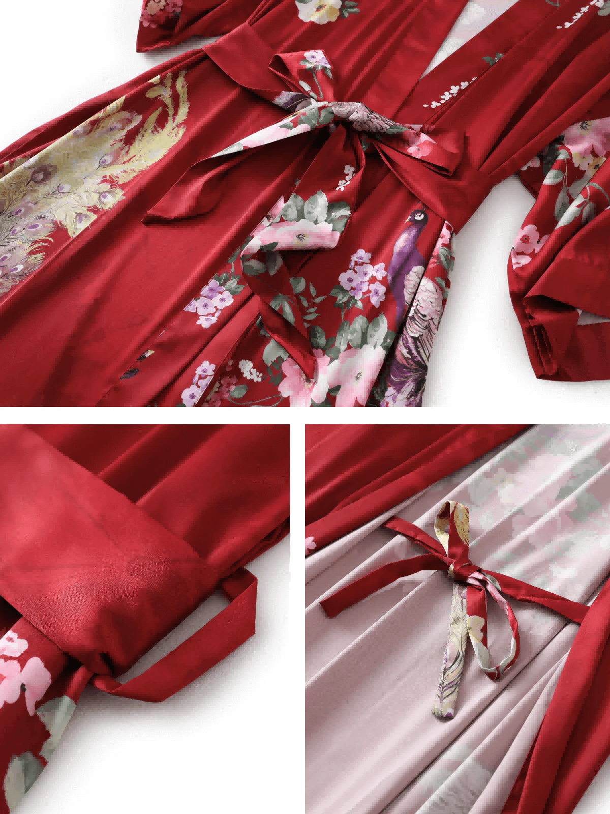 Peacock Red Kimono Robe