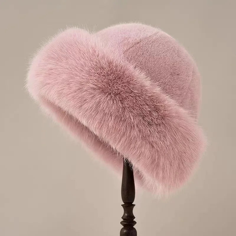 Furry Hat With Wide Brim