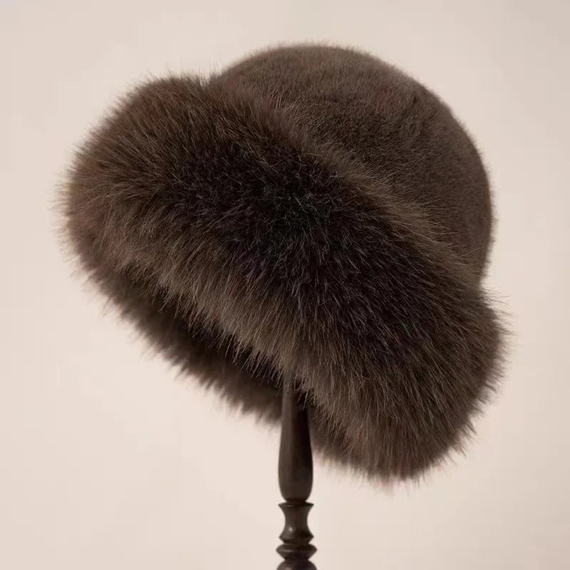 Furry Hat With Wide Brim