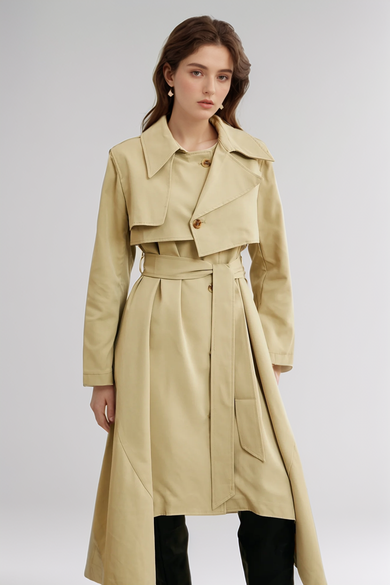 Gisèle® khaki asymmetric-hem trench coat