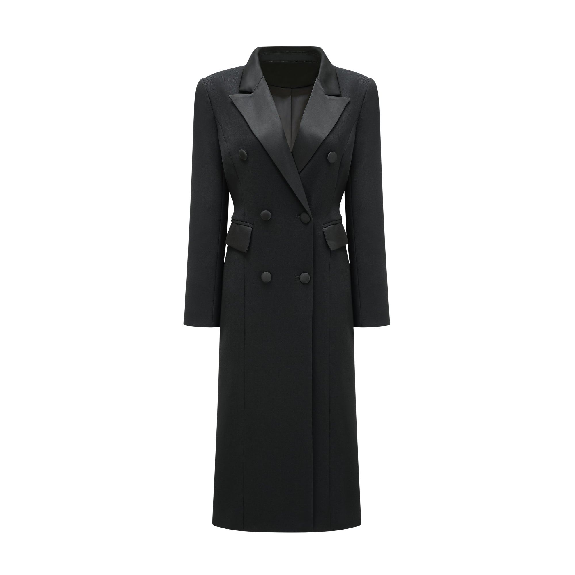 Eithne® black double-breasted long coat