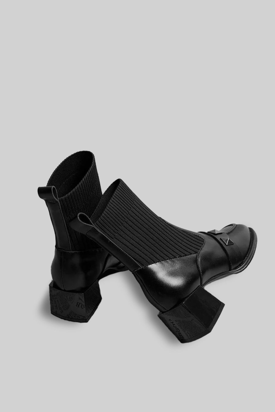 Elegant Vegan Leather Sock Boots - Black