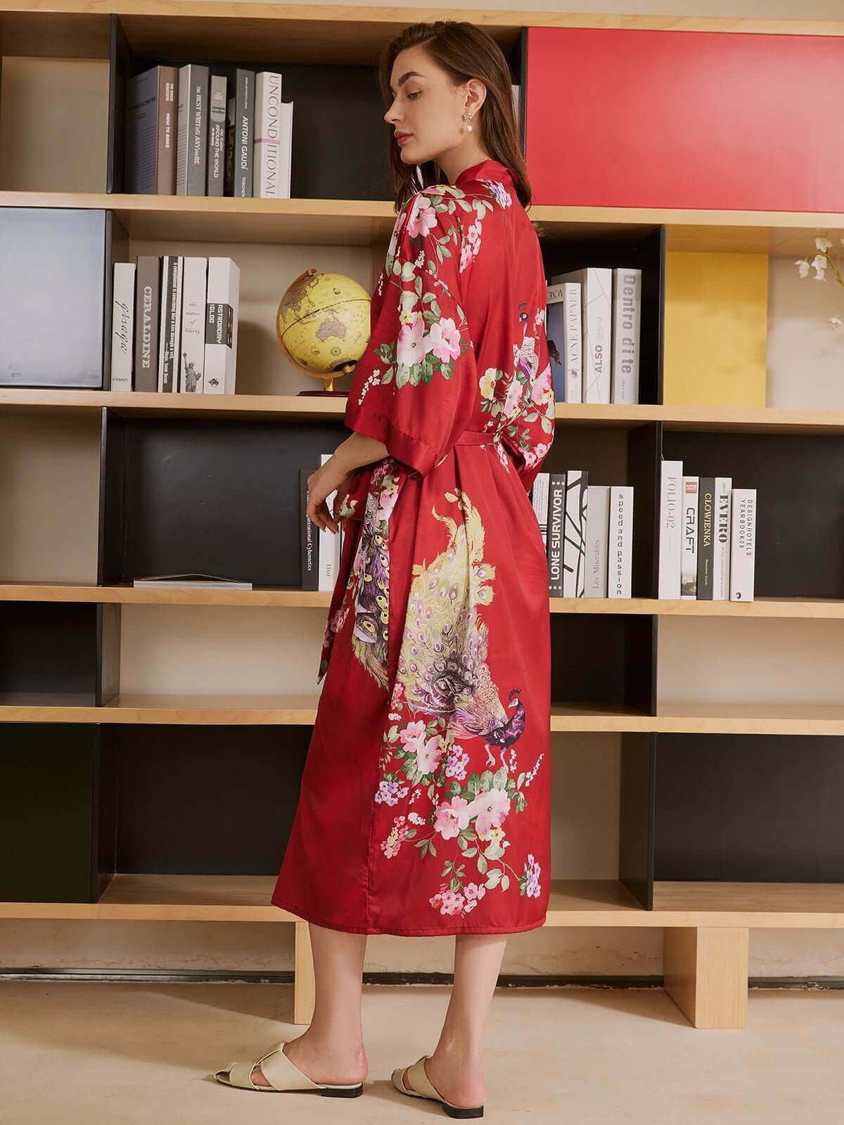 Peacock Red Kimono Robe